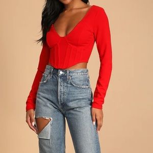 Long sleeve bustier crop top